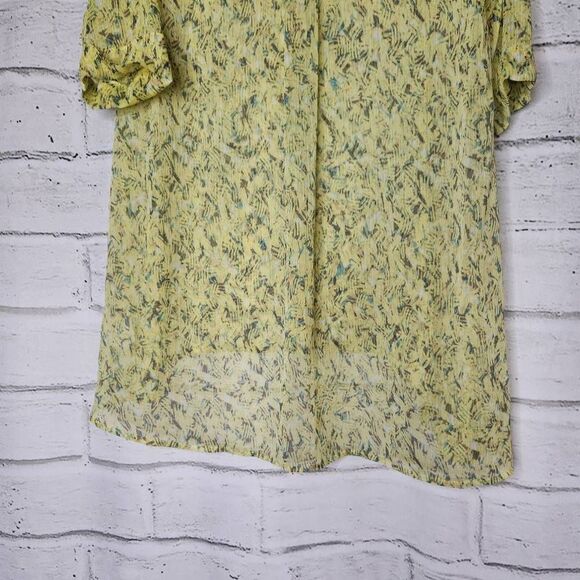 Nic + Zoe Printed Split V-Neck Hi-Low Hem Tunic Top Yellow Small - Picture 13 of 14
